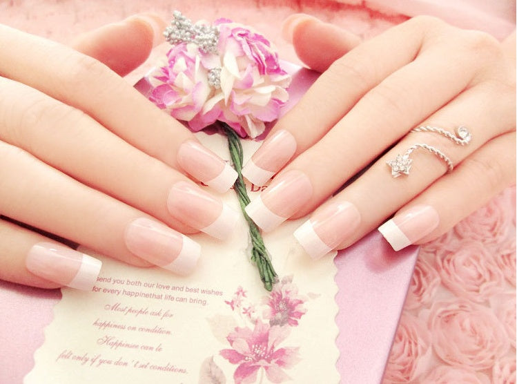 Nail art Nail art finished French long fake nail patch long French Nail art Nail art finished French long fake nail patch long French
